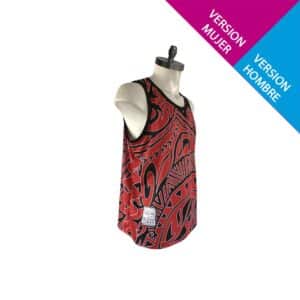PLAYERA-TANK TRAINING TRIBAL POLYNESICAS ROJO Y NEGRO