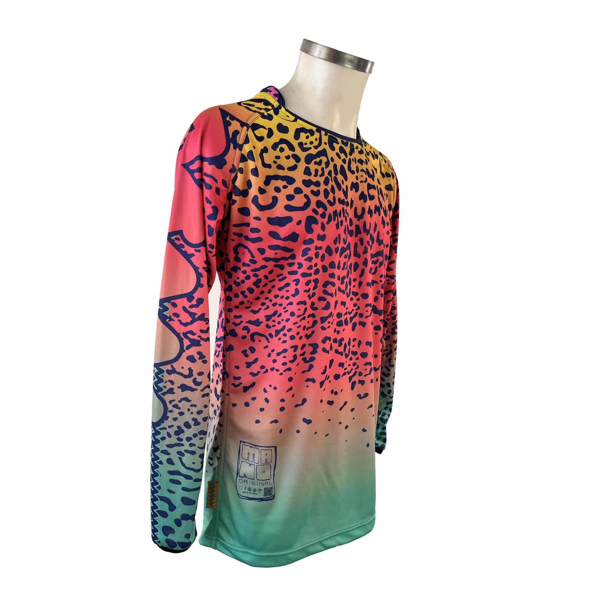 CAMISETA FREERIDER MANO CHEETAH TURQUESA SANDIA Y AMARILLO