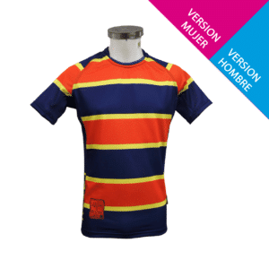 CAMISETA-JERSEY RUGBY TRAINING LINEAS AZUL NARANJO Y AMARILLO