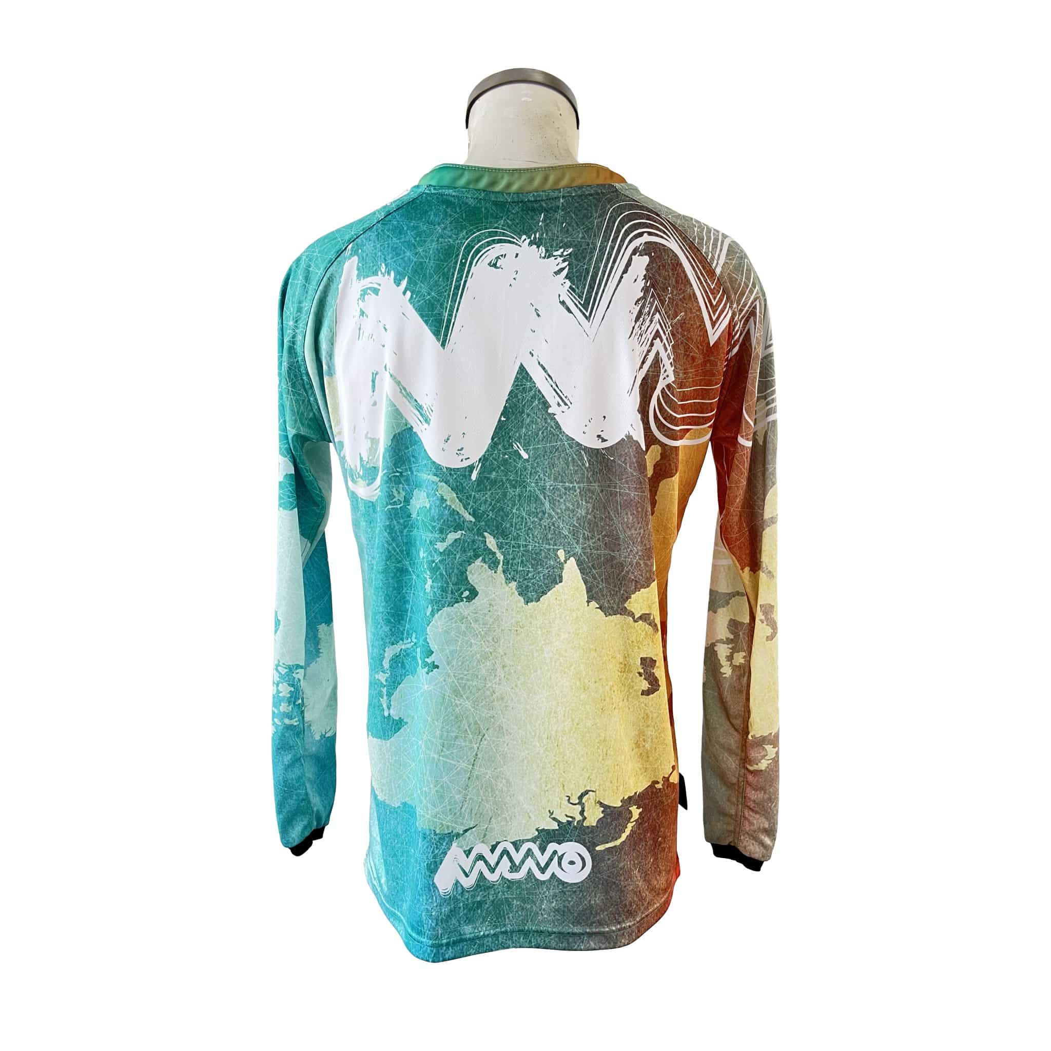 CAMISETA FREERIDER MANO MAPA MUNDI TURQUESA Y NARANJO - Imagen 3