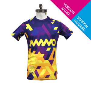 CAMISETA-JERSEY RUGBY TRAINING TRIANGULOS VIOLETA Y AMARILLO